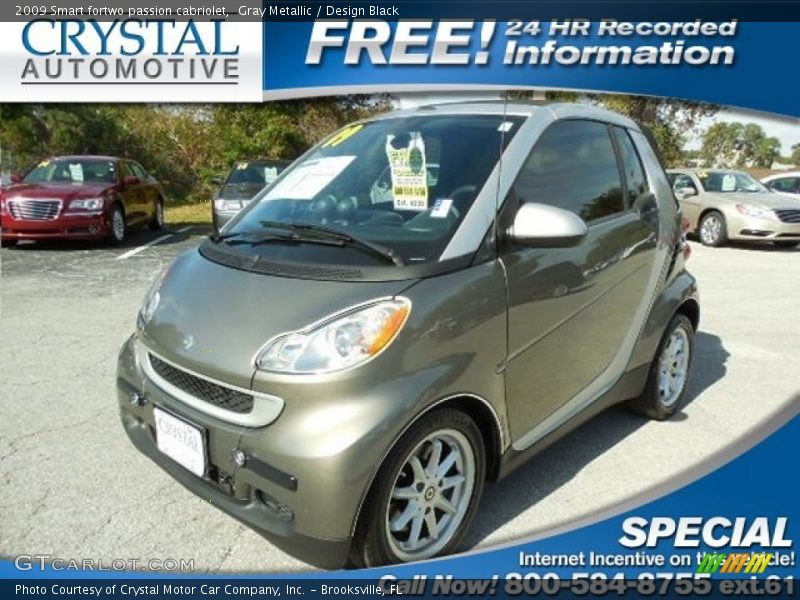 Gray Metallic / Design Black 2009 Smart fortwo passion cabriolet