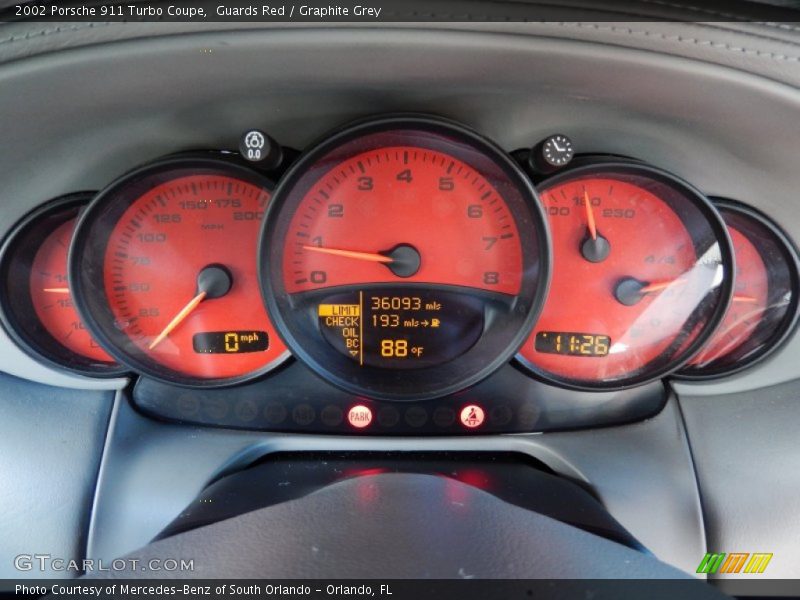 Guards Red / Graphite Grey 2002 Porsche 911 Turbo Coupe