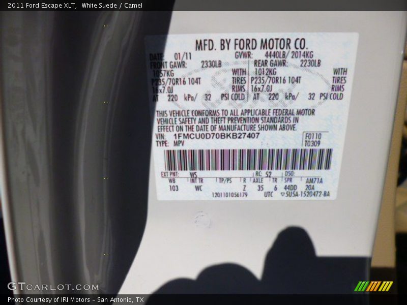 White Suede / Camel 2011 Ford Escape XLT