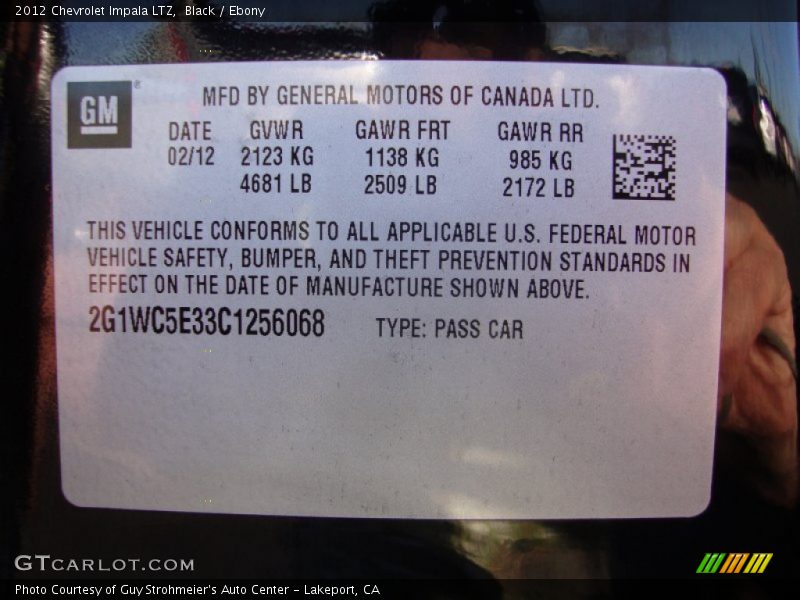 Black / Ebony 2012 Chevrolet Impala LTZ