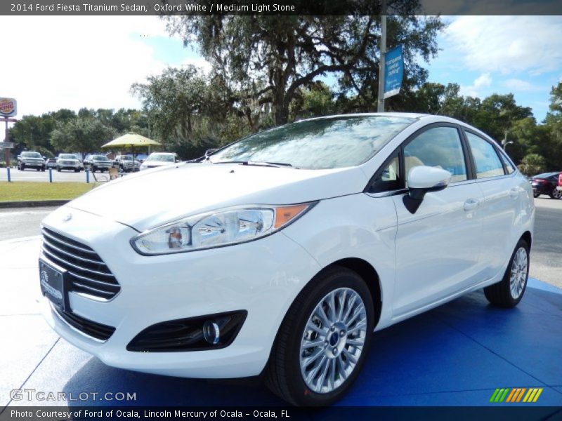 Oxford White / Medium Light Stone 2014 Ford Fiesta Titanium Sedan