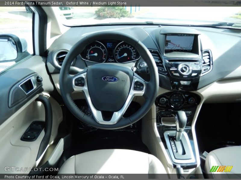Oxford White / Medium Light Stone 2014 Ford Fiesta Titanium Sedan