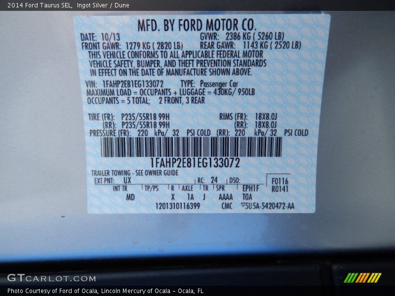 Ingot Silver / Dune 2014 Ford Taurus SEL