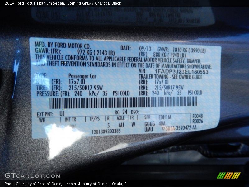 Sterling Gray / Charcoal Black 2014 Ford Focus Titanium Sedan