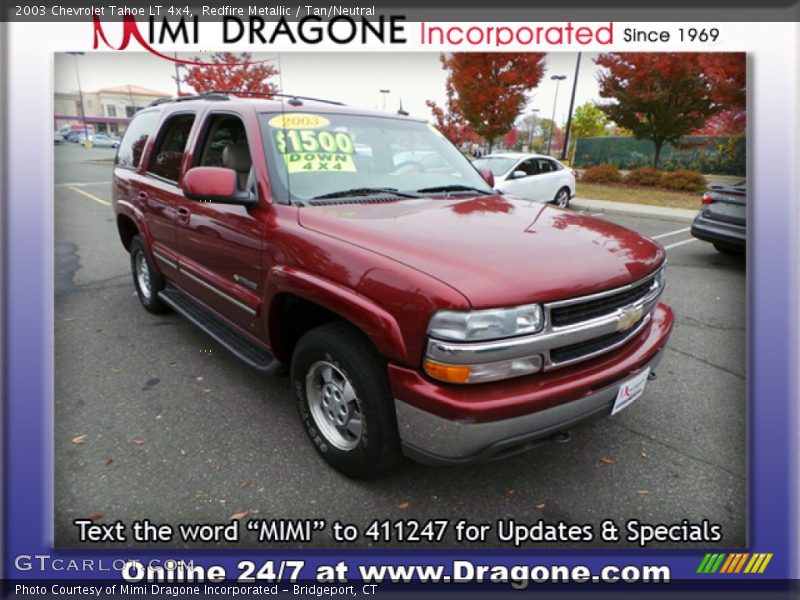 Redfire Metallic / Tan/Neutral 2003 Chevrolet Tahoe LT 4x4