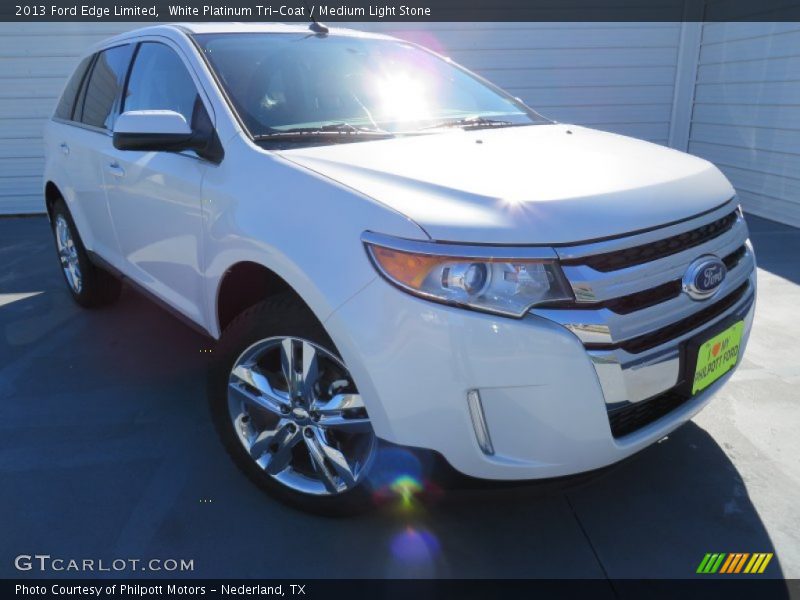 White Platinum Tri-Coat / Medium Light Stone 2013 Ford Edge Limited