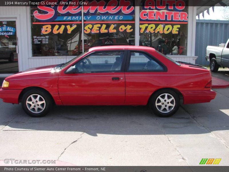 Ultra Red / Gray 1994 Mercury Topaz GS Coupe