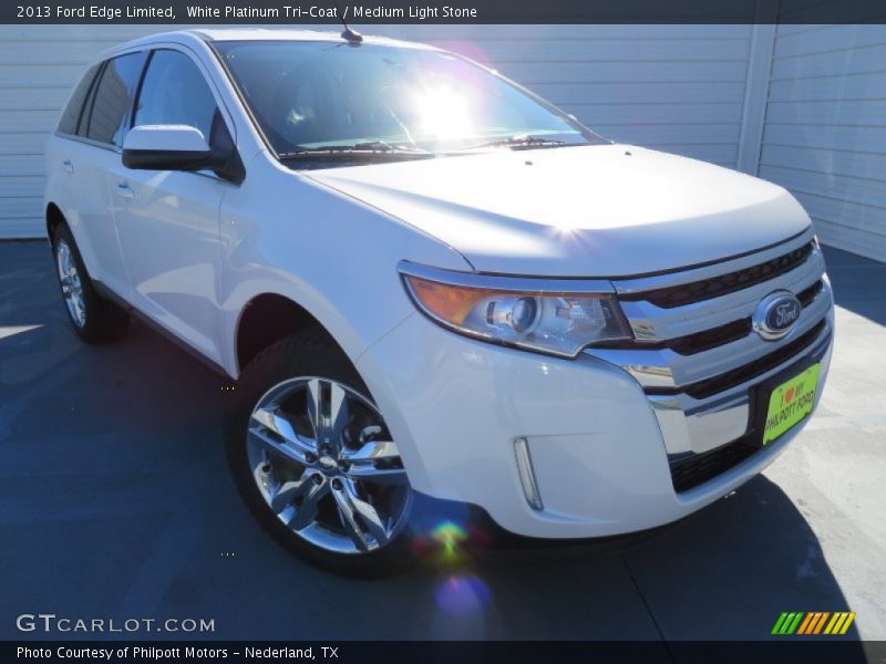 White Platinum Tri-Coat / Medium Light Stone 2013 Ford Edge Limited