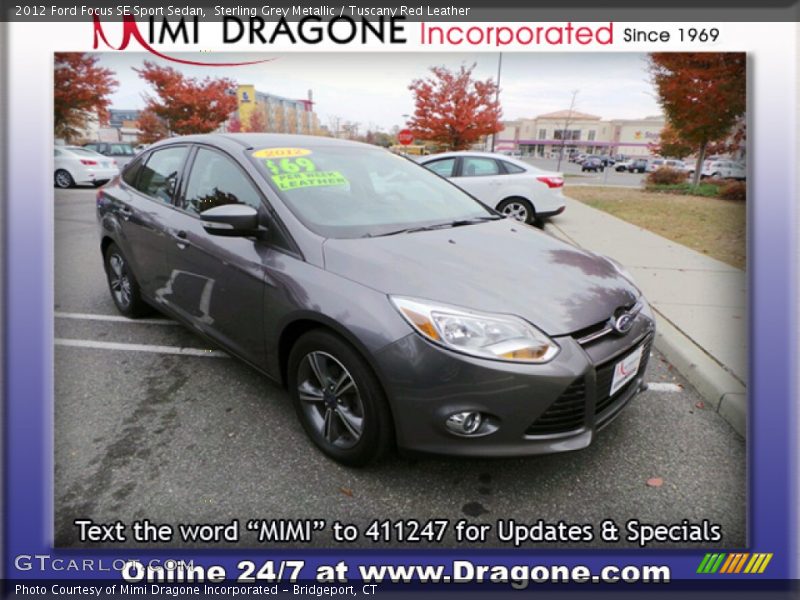 Sterling Grey Metallic / Tuscany Red Leather 2012 Ford Focus SE Sport Sedan