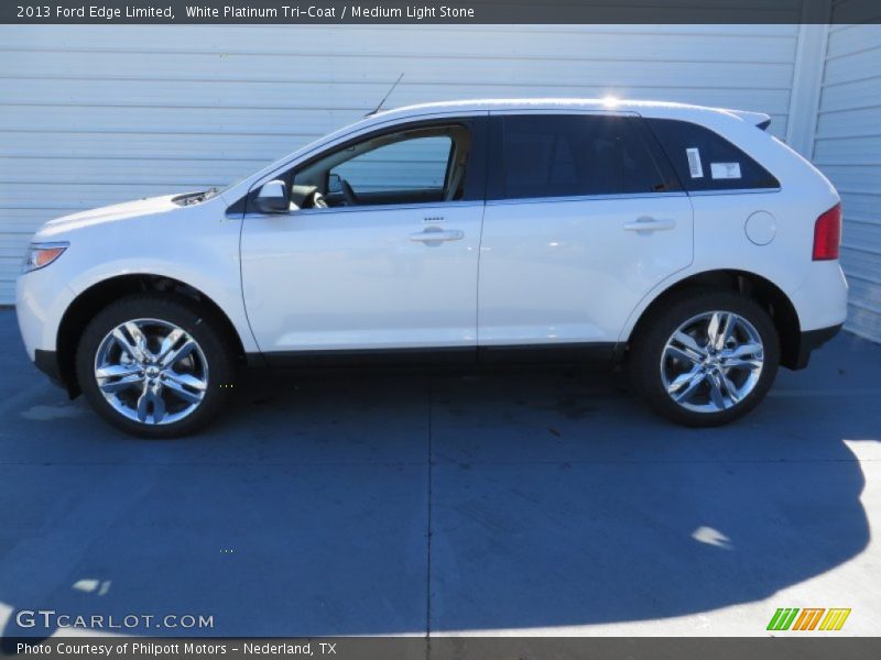 White Platinum Tri-Coat / Medium Light Stone 2013 Ford Edge Limited