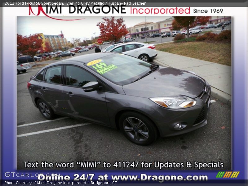 Sterling Grey Metallic / Tuscany Red Leather 2012 Ford Focus SE Sport Sedan