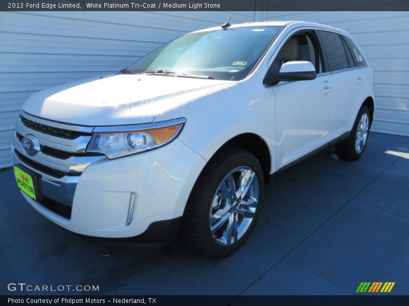 White Platinum Tri-Coat / Medium Light Stone 2013 Ford Edge Limited