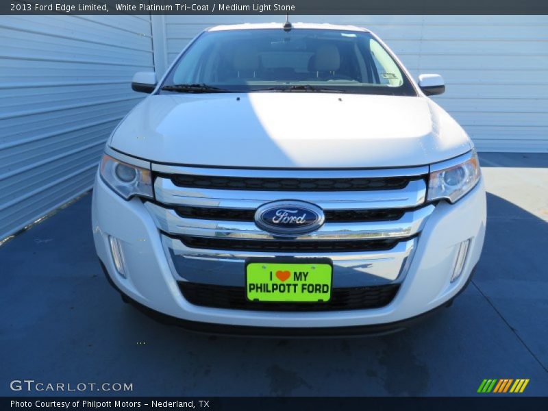 White Platinum Tri-Coat / Medium Light Stone 2013 Ford Edge Limited