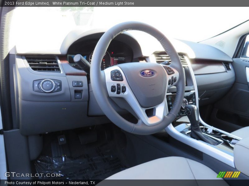 White Platinum Tri-Coat / Medium Light Stone 2013 Ford Edge Limited