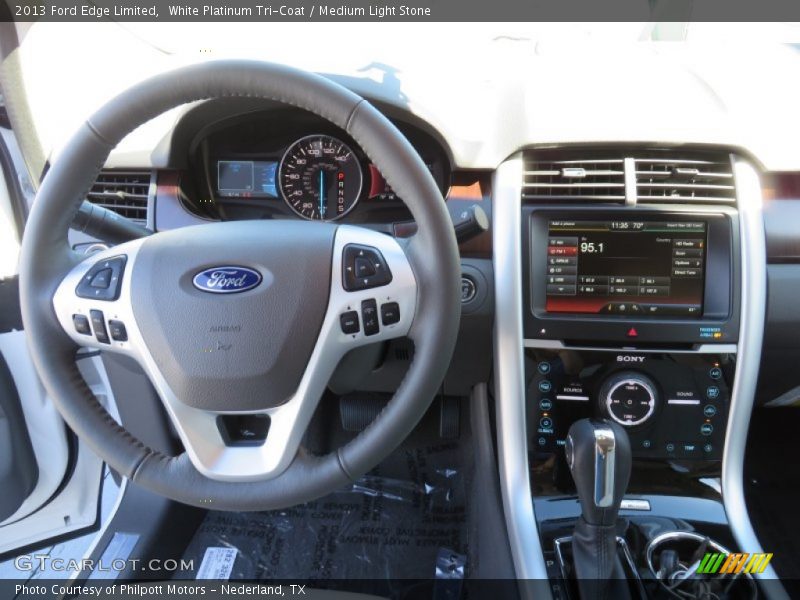 White Platinum Tri-Coat / Medium Light Stone 2013 Ford Edge Limited