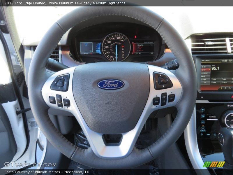 White Platinum Tri-Coat / Medium Light Stone 2013 Ford Edge Limited