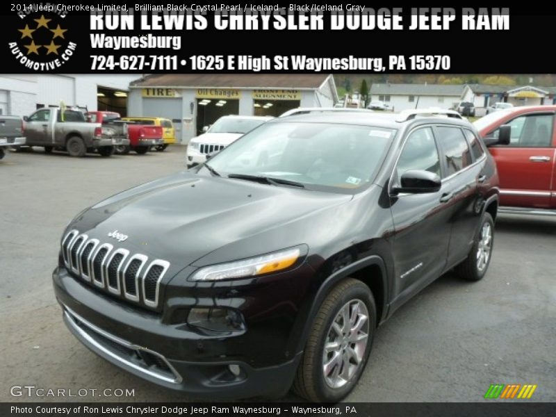 Brilliant Black Crystal Pearl / Iceland - Black/Iceland Gray 2014 Jeep Cherokee Limited