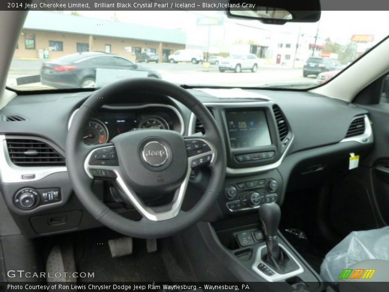 Brilliant Black Crystal Pearl / Iceland - Black/Iceland Gray 2014 Jeep Cherokee Limited