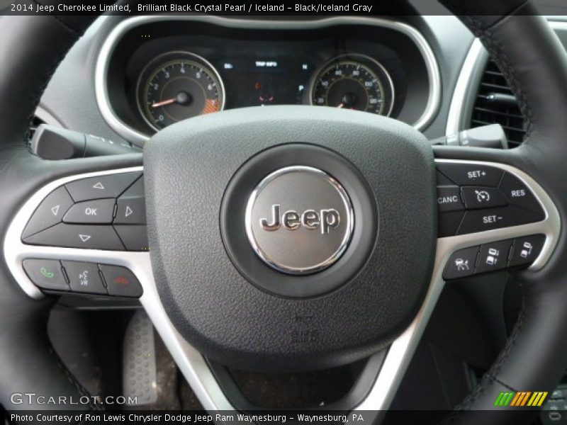 Brilliant Black Crystal Pearl / Iceland - Black/Iceland Gray 2014 Jeep Cherokee Limited
