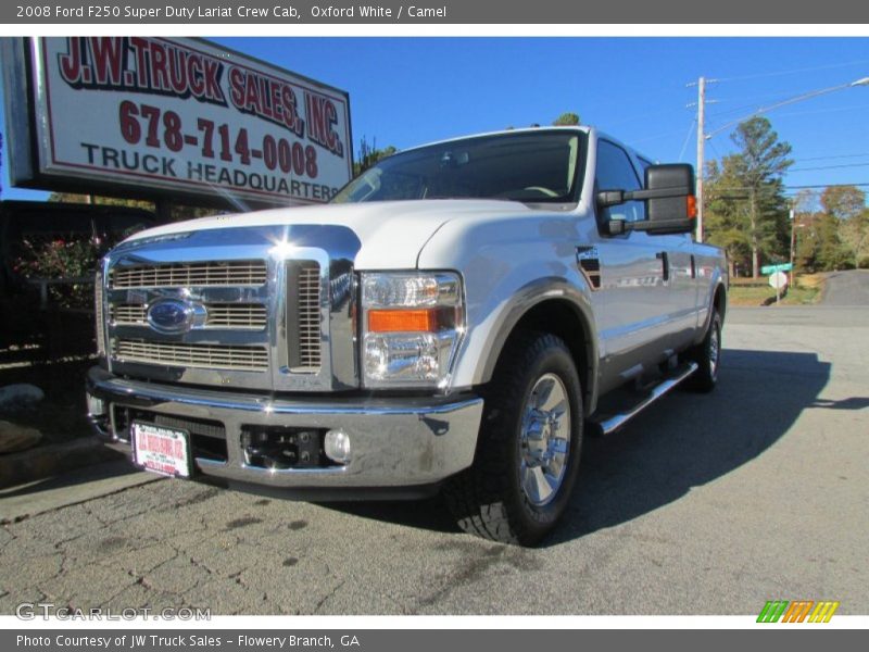 Oxford White / Camel 2008 Ford F250 Super Duty Lariat Crew Cab