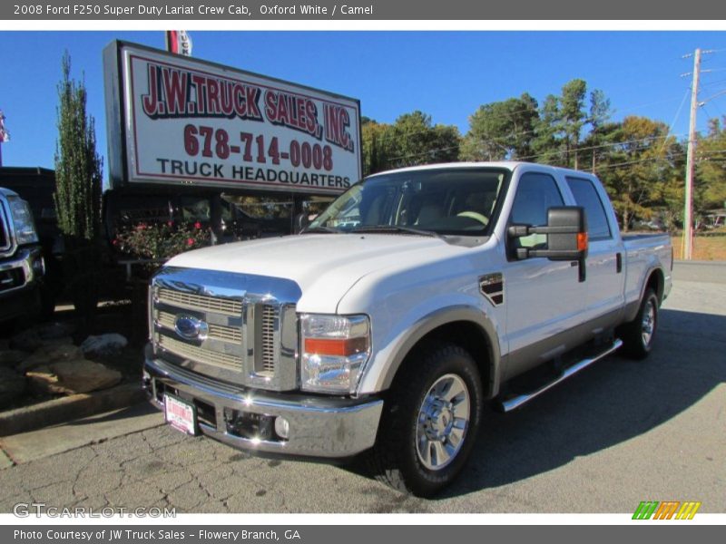 Oxford White / Camel 2008 Ford F250 Super Duty Lariat Crew Cab