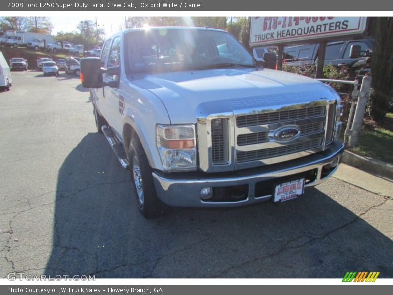 Oxford White / Camel 2008 Ford F250 Super Duty Lariat Crew Cab