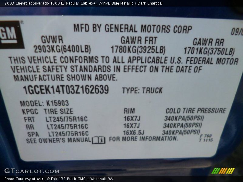 Arrival Blue Metallic / Dark Charcoal 2003 Chevrolet Silverado 1500 LS Regular Cab 4x4