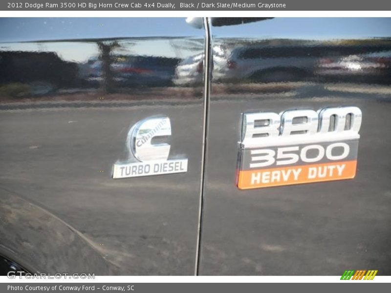 Black / Dark Slate/Medium Graystone 2012 Dodge Ram 3500 HD Big Horn Crew Cab 4x4 Dually