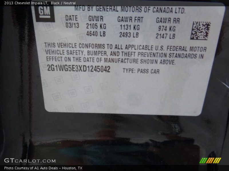 Black / Neutral 2013 Chevrolet Impala LT