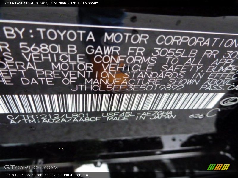 Obsidian Black / Parchment 2014 Lexus LS 460 AWD