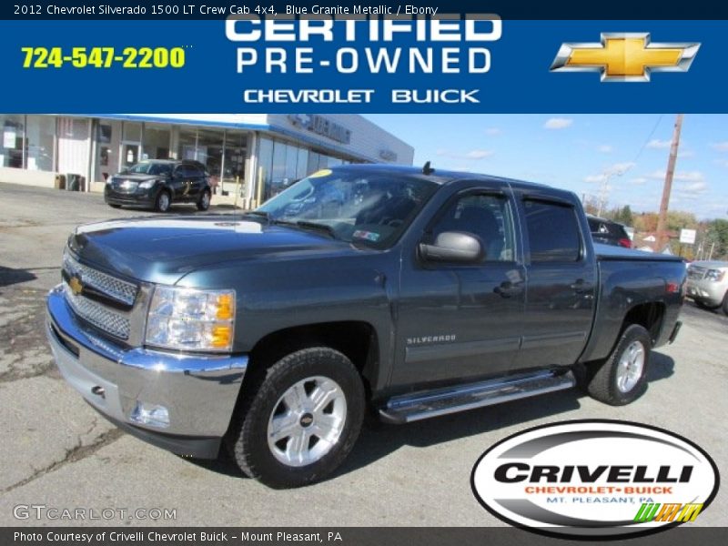 Blue Granite Metallic / Ebony 2012 Chevrolet Silverado 1500 LT Crew Cab 4x4