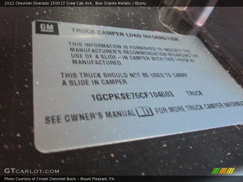 Blue Granite Metallic / Ebony 2012 Chevrolet Silverado 1500 LT Crew Cab 4x4