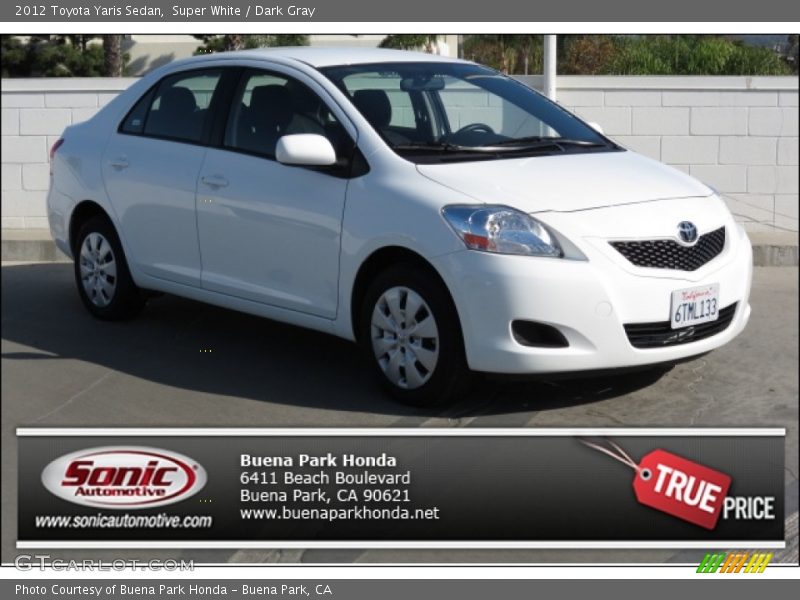 Super White / Dark Gray 2012 Toyota Yaris Sedan
