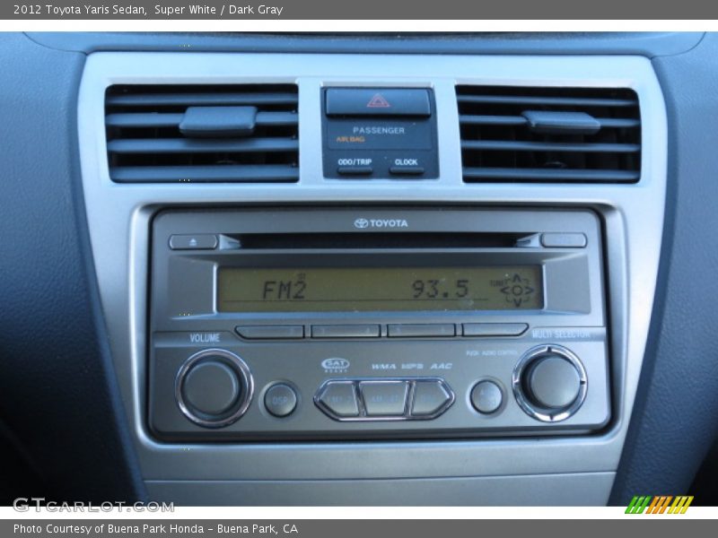 Super White / Dark Gray 2012 Toyota Yaris Sedan