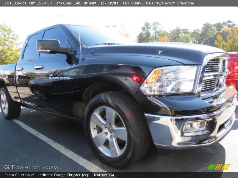 Brilliant Black Crystal Pearl / Dark Slate Gray/Medium Graystone 2011 Dodge Ram 1500 Big Horn Quad Cab