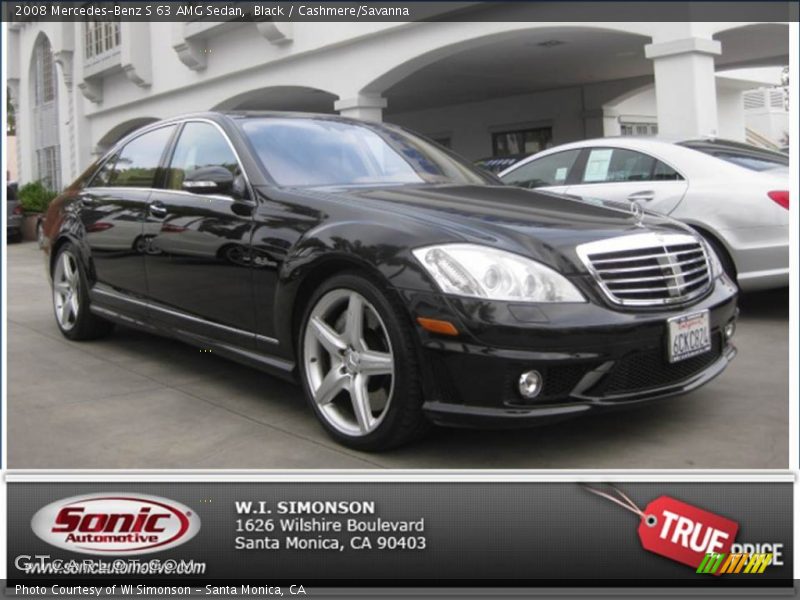 Black / Cashmere/Savanna 2008 Mercedes-Benz S 63 AMG Sedan