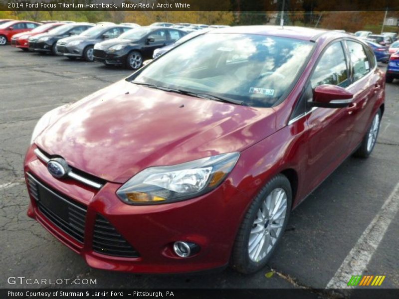 Ruby Red / Arctic White 2014 Ford Focus Titanium Hatchback