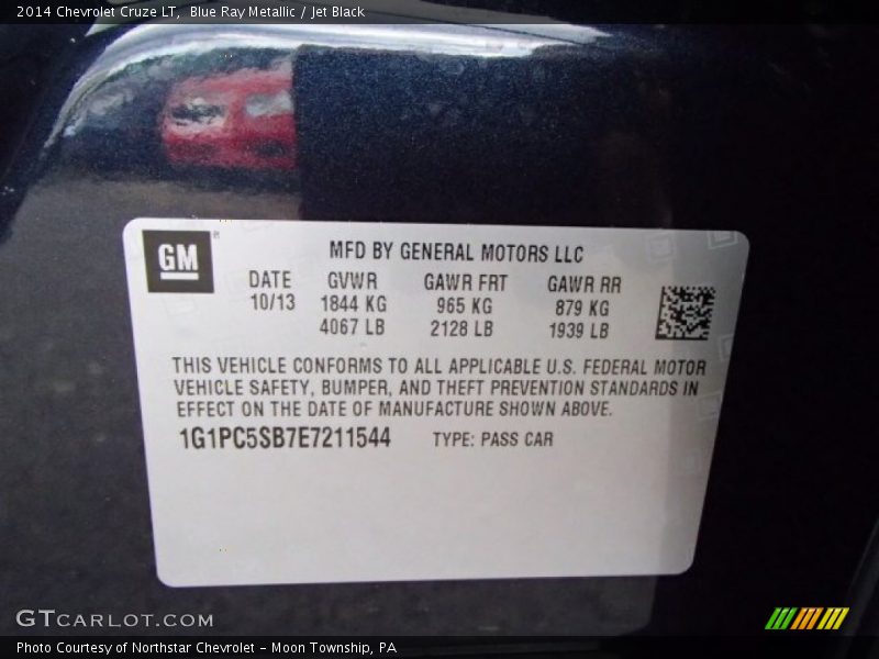 Blue Ray Metallic / Jet Black 2014 Chevrolet Cruze LT
