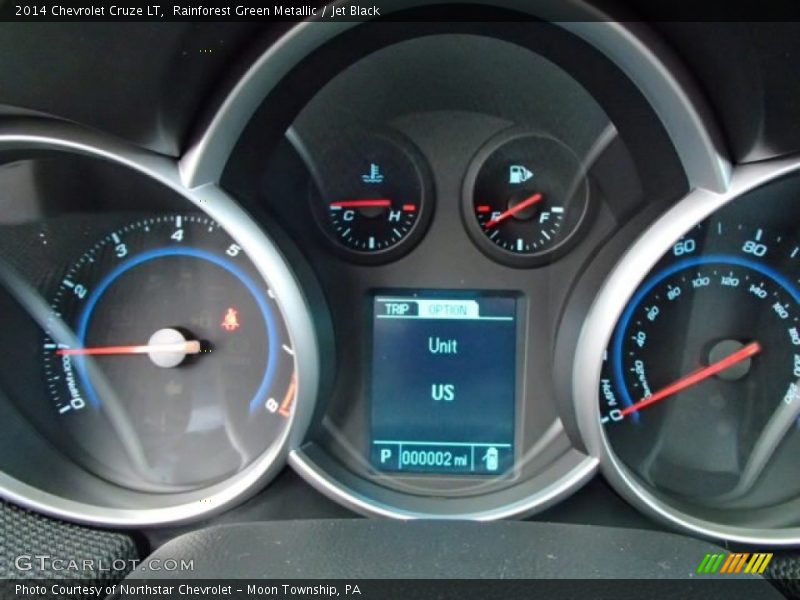 Rainforest Green Metallic / Jet Black 2014 Chevrolet Cruze LT