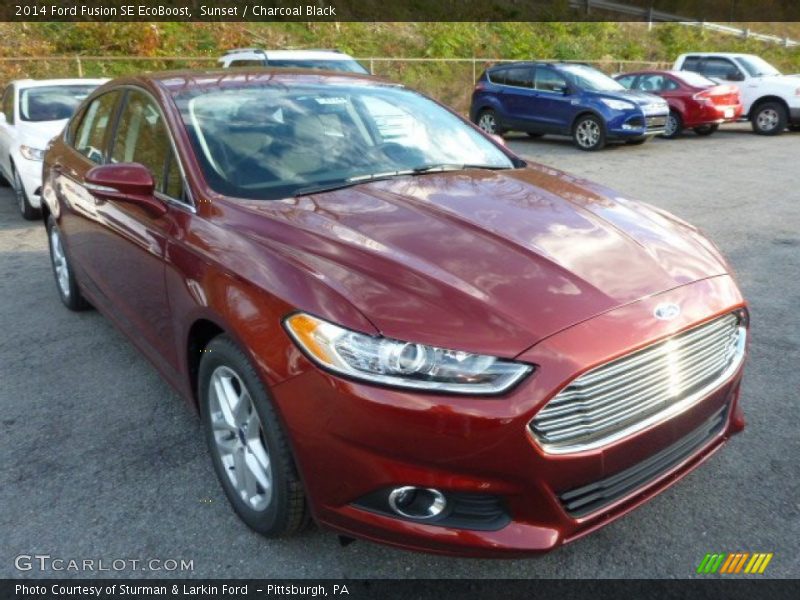 Sunset / Charcoal Black 2014 Ford Fusion SE EcoBoost