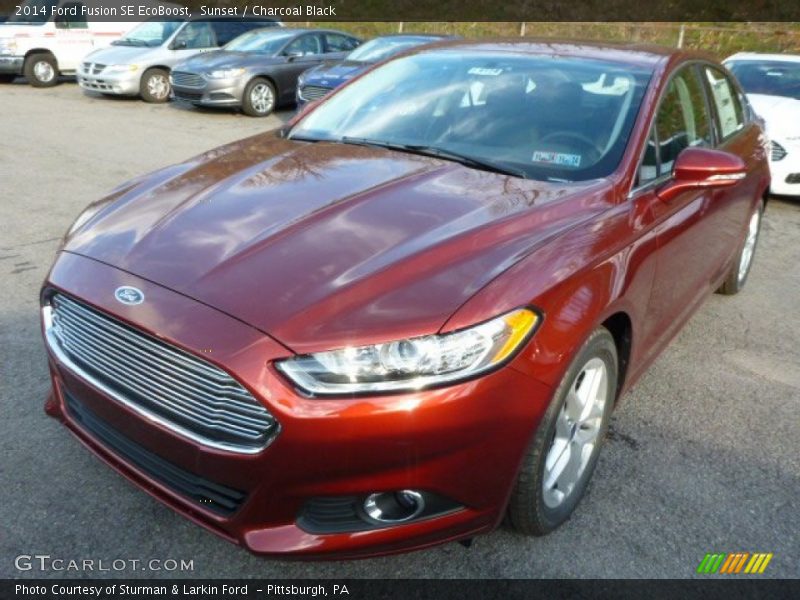 Sunset / Charcoal Black 2014 Ford Fusion SE EcoBoost