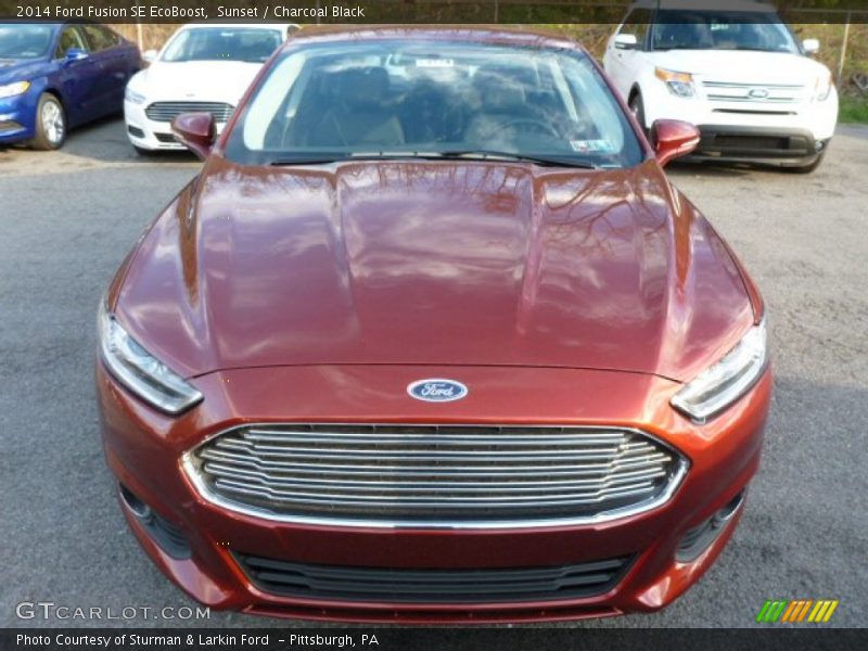 Sunset / Charcoal Black 2014 Ford Fusion SE EcoBoost