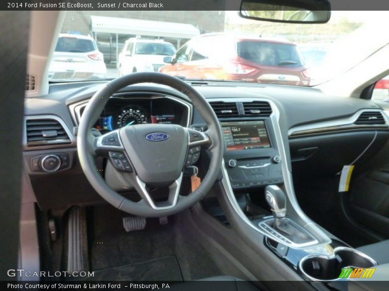 Sunset / Charcoal Black 2014 Ford Fusion SE EcoBoost
