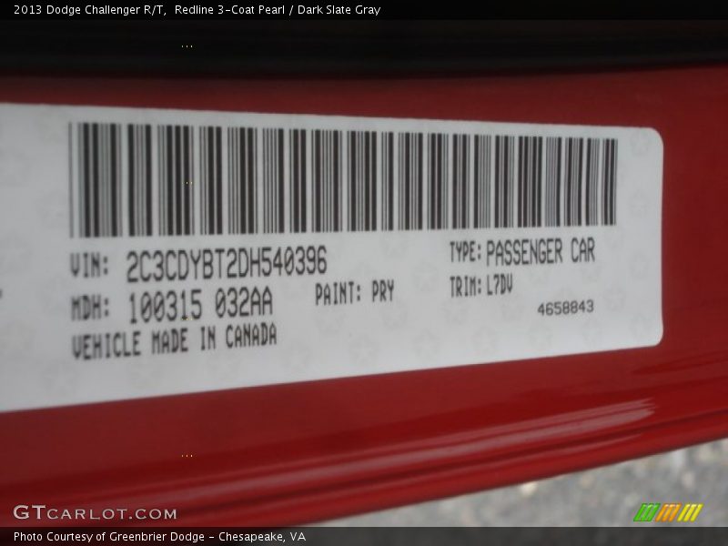 Redline 3-Coat Pearl / Dark Slate Gray 2013 Dodge Challenger R/T