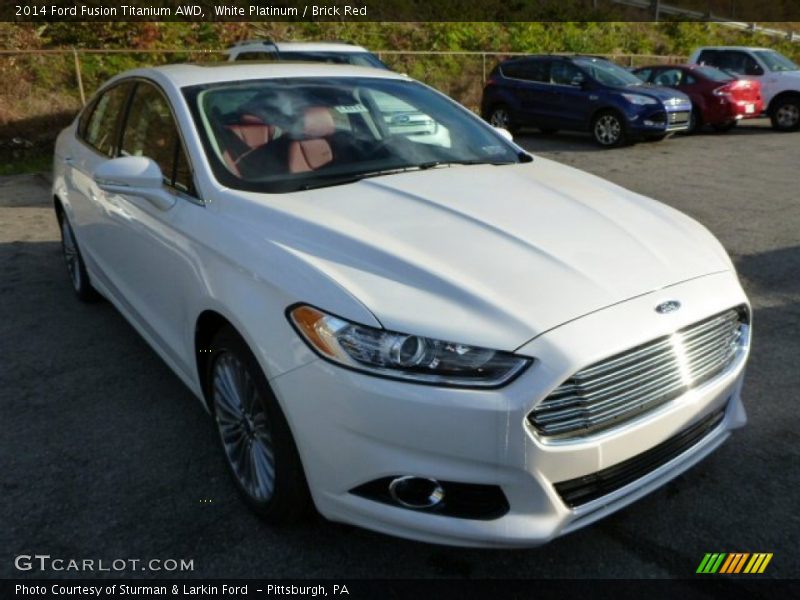 White Platinum / Brick Red 2014 Ford Fusion Titanium AWD