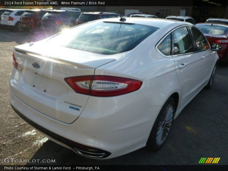 White Platinum / Brick Red 2014 Ford Fusion Titanium AWD