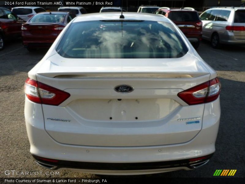 White Platinum / Brick Red 2014 Ford Fusion Titanium AWD