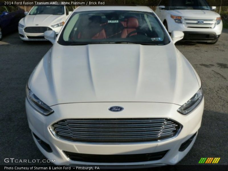White Platinum / Brick Red 2014 Ford Fusion Titanium AWD