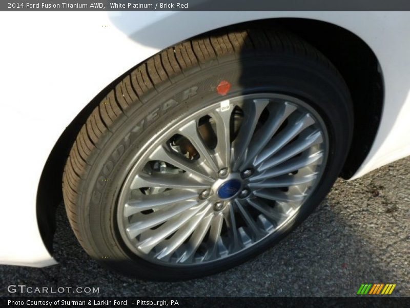 White Platinum / Brick Red 2014 Ford Fusion Titanium AWD