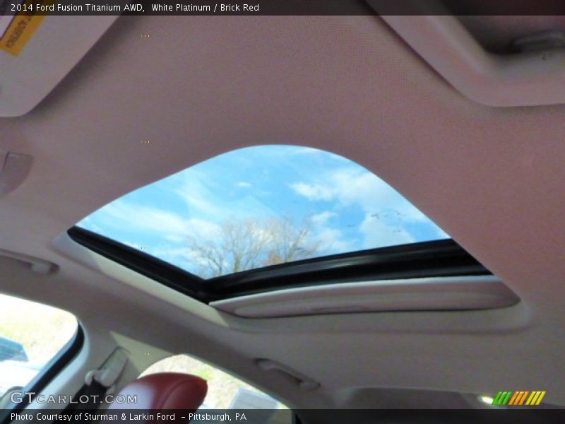 White Platinum / Brick Red 2014 Ford Fusion Titanium AWD
